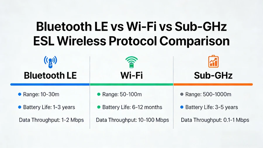 Bluetooth vs Wi-Fi vs Sub-GHz Etiketa di stènt elektróniko